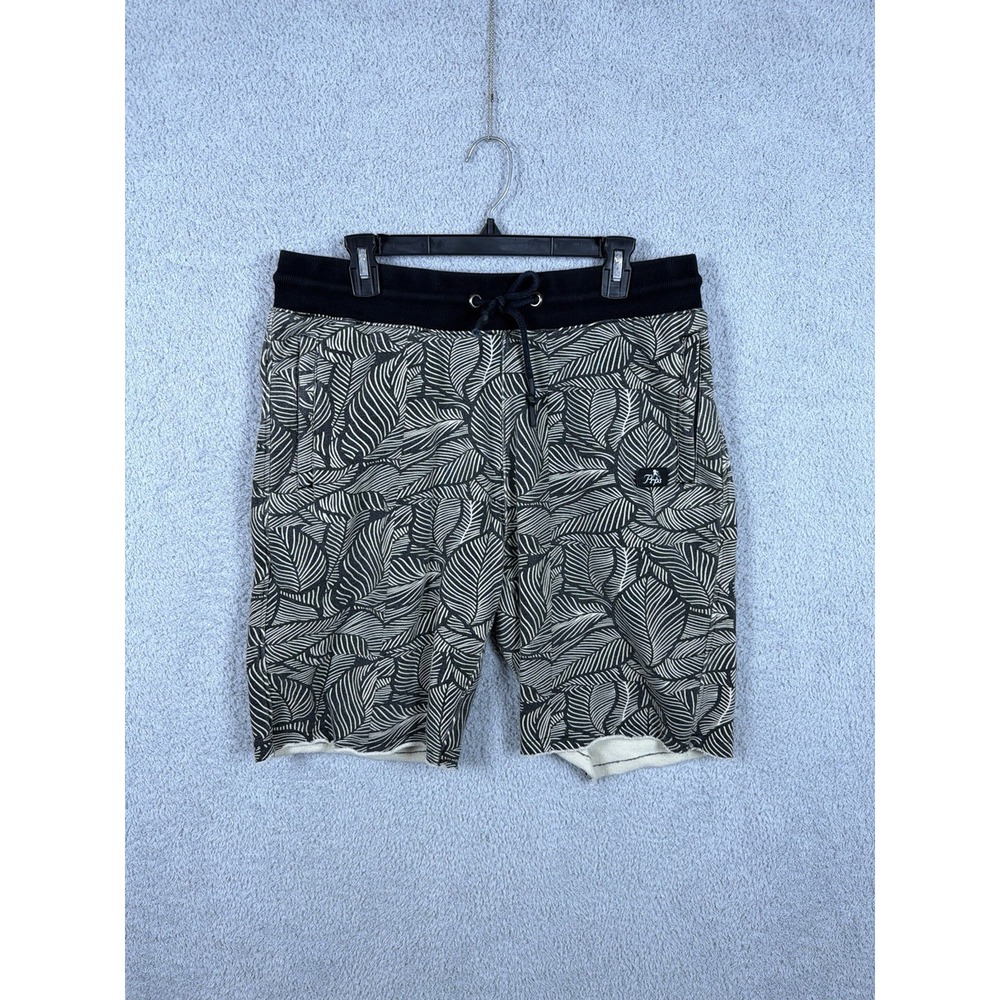 PRPS Leaf Print Drawstring Shorts‎ Men's Size L Black/White